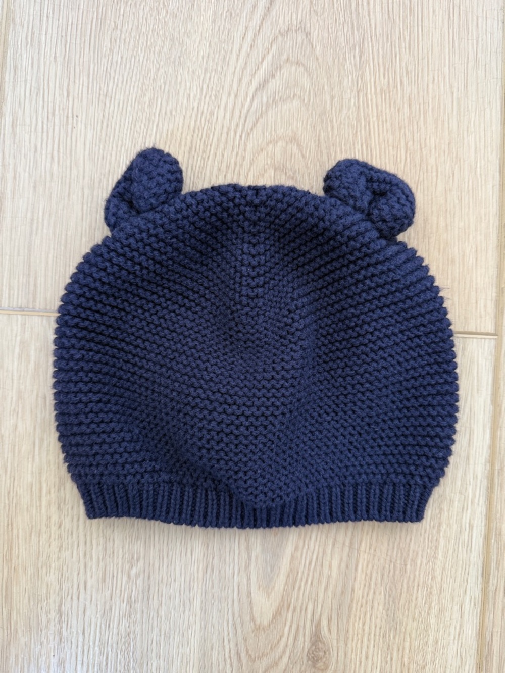 Baby GAP Navy Knit Beanie with Bear Ears, Size 6-12M